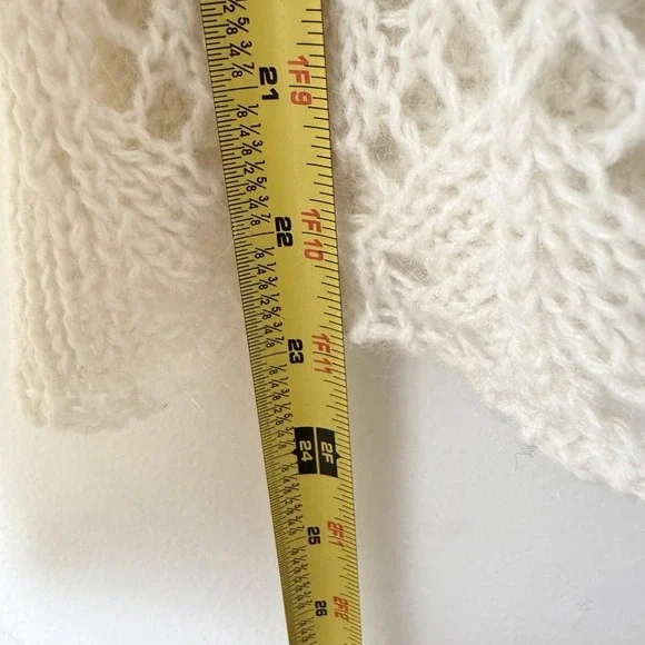 Open Knit Sweater Cream Sheer Lightweight Layering Top M Made In Italy Y2K - Picture 6 of 6